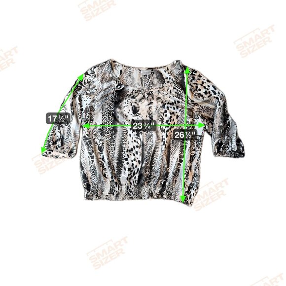 Avenue Womens Animal Print Blouse Size 18 20 Elastic Hem Silky Work Date Night - Picture 2 of 8